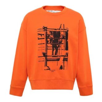 Pull à col rond et manches longues pour homme Off-White, imprimé Arrows, orange Pull à col rond et manches longues pour homme Off-White, imprimé Arrows, orange