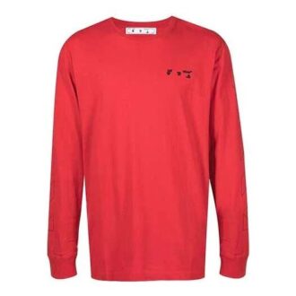 Pull à col rond FW21 avec imprimé logo, manches longues, homme, rouge