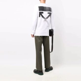 Pull à col rond FW21 avec motif Arrows et logo, version standard, blanc