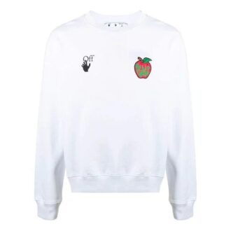 Pull à col rond imprimé FW21, coupe ample, blanc