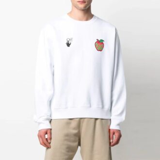 Pull à col rond imprimé FW21, coupe ample, blanc