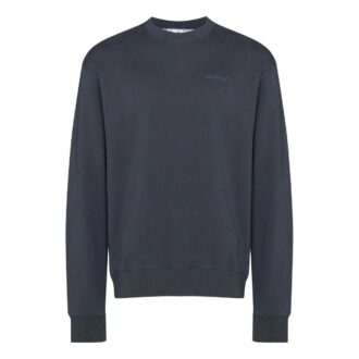 Pull à col rond imprimé logo Off-White pour homme FW22 Bleu marine