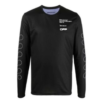 Pull à col rond à manches longues et imprimé, coupe ajustée, noir