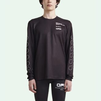 Pull à col rond à manches longues et imprimé, coupe ajustée, noir