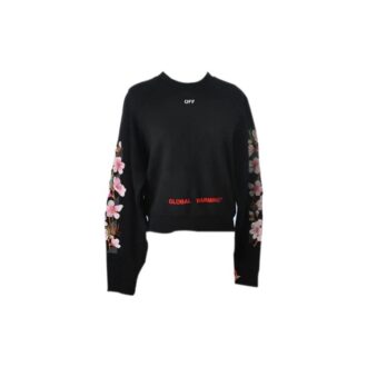 Pull à col rond Off-White Fw17 avec broderie de fleurs de cerisier