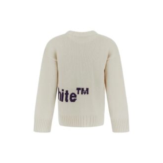 Pull à col rond Off-White Logo Intarsia « White Purple »