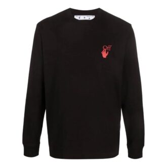 Pull à col rond Off-White pour homme, collection SS22, imprimé Arrows, version manches longues, noir
