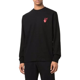 Pull à col rond Off-White pour homme, collection SS22, imprimé Arrows, version manches longues, noir