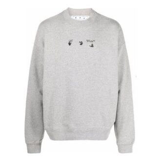 Pull à col rond Off-White pour homme FW21 avec logo, coupe ample, gris
