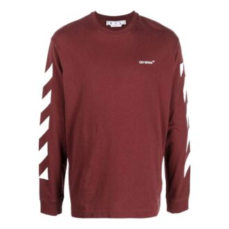 Pull à col rond Off-White pour homme FW22 à imprimé rayé, rouge