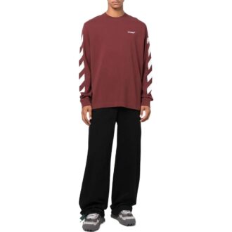 Pull à col rond Off-White pour homme FW22 à imprimé rayé, rouge