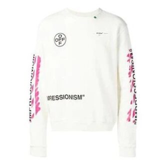 Pull à col rond slim Diag Stencil SS19 pour homme de Virgil Abloh, logo blanc