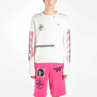 Pull à col rond slim Diag Stencil SS19 pour homme de Virgil Abloh, logo blanc