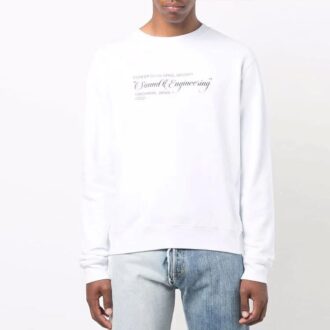 Pull à col rond slim fit blanc à motif peint Off-White pour homme FW21