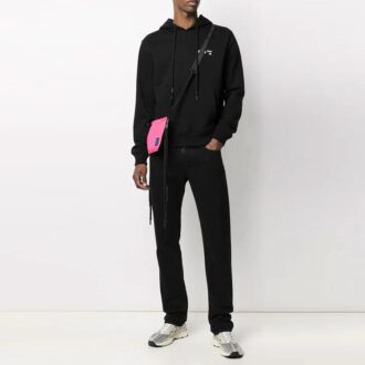 Pull à cordon Off-White pour homme FW21 avec logo, coupe ample, noir