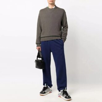 Pull en laine basique Off-White pour homme, coupe ample, marron Pull en laine basique Off-White pour homme, coupe ample, marron