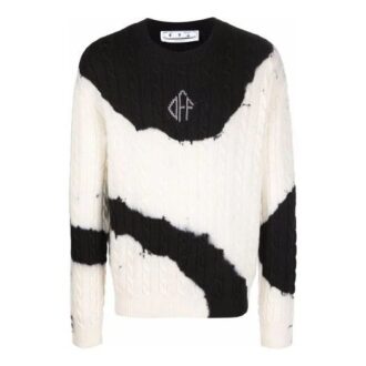Pull en laine blanc ample à col rond et motif tie-dye color block pour homme Off-White FW21 Pull en laine blanc ample à col rond et motif tie-dye color block pour homme Off-White FW21