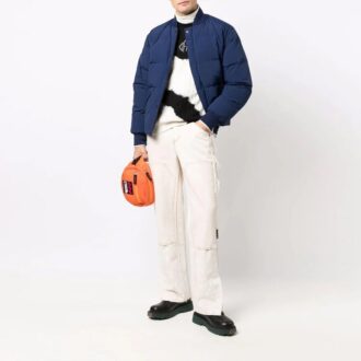 Pull en laine blanc ample à col rond et motif tie-dye color block pour homme Off-White FW21 Pull en laine blanc ample à col rond et motif tie-dye color block pour homme Off-White FW21