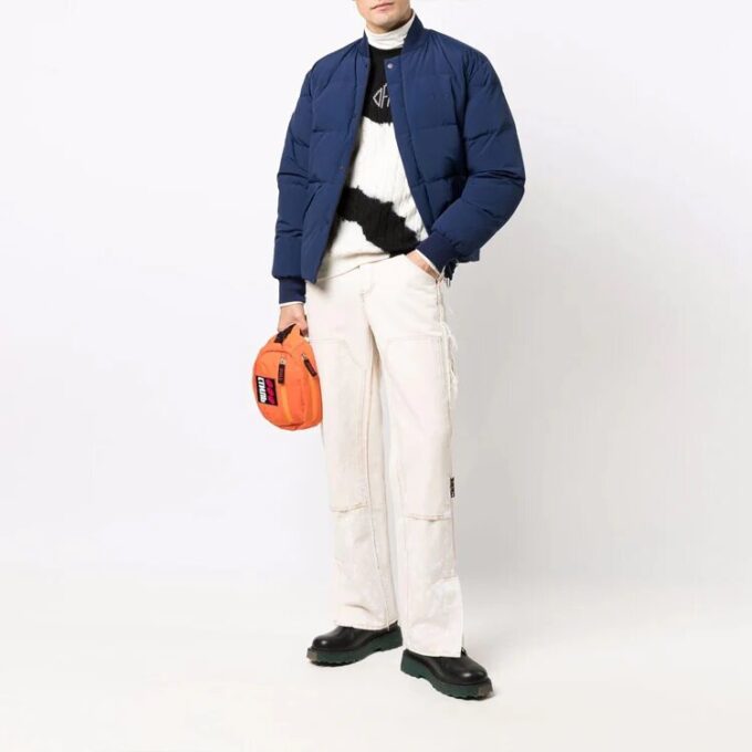 Pull en laine blanc ample à col rond et motif tie-dye color block pour homme Off-White FW21