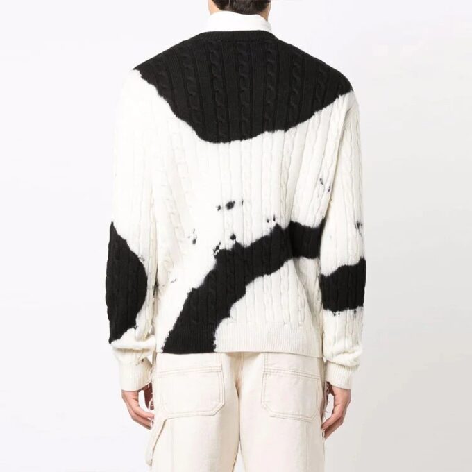 Pull en laine blanc ample à col rond et motif tie-dye color block pour homme Off-White FW21