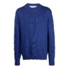 Pull en laine bleu à col rond et manches longues Off-White pour homme, collection automne-hiver 2022, motif géométrique et intarsia
