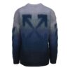 Pull en laine bleu à col rond et manches longues pour homme Off-White, coupe ample, effet dégradé