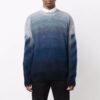 Pull en laine bleu à col rond et manches longues pour homme Off-White, coupe ample, effet dégradé
