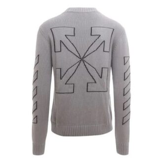 Pull en laine brodé de logo Off-White pour homme, gris Pull en laine brodé de logo Off-White pour homme, gris