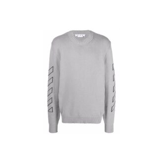 Pull en laine brodé de logo Off-White pour homme, gris Pull en laine brodé de logo Off-White pour homme, gris