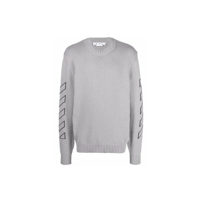 Pull en laine brodé de logo Off-White pour homme, gris