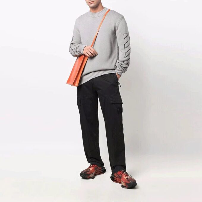 Pull en laine brodé de logo Off-White pour homme, gris