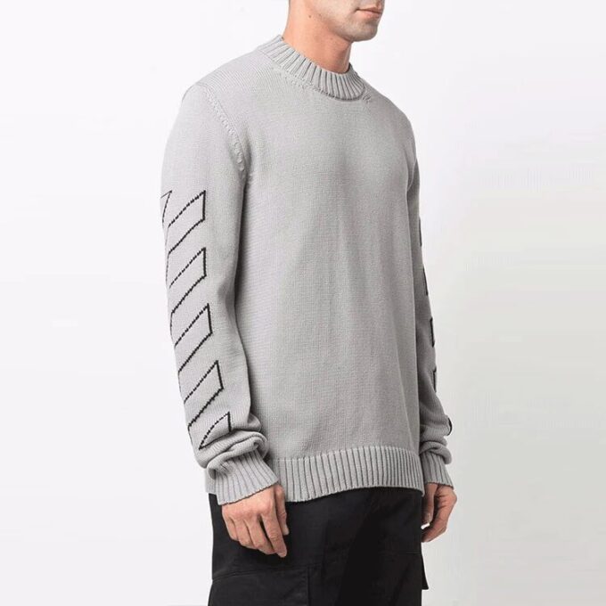 Pull en laine brodé de logo Off-White pour homme, gris