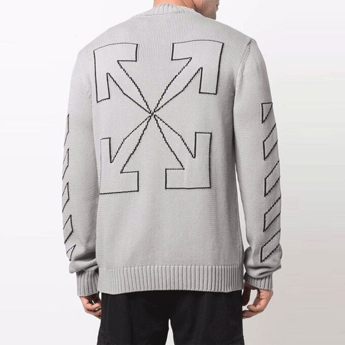 Pull en laine brodé de logo Off-White pour homme, gris