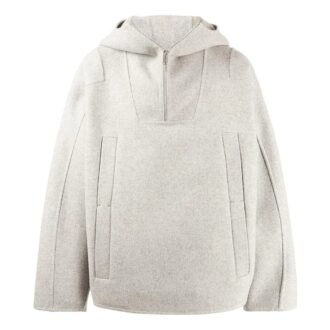 Pull en laine à capuche et demi-fermeture éclair unie Off-White pour homme FW22 Gris