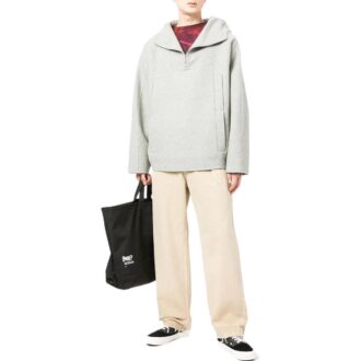 Pull en laine à capuche et demi-fermeture éclair unie Off-White pour homme FW22 Gris