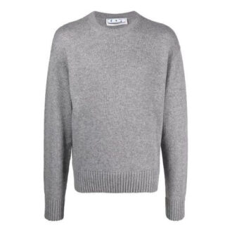 Pull en laine à col rond basique Off-White pour homme FW21, gris