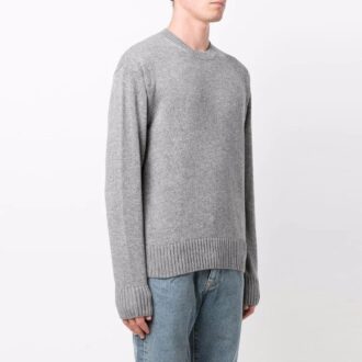 Pull en laine à col rond basique Off-White pour homme FW21, gris
