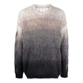 Pull en laine à col rond dégradé Off-White pour homme SS22, gris