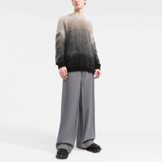 Pull en laine à col rond dégradé Off-White pour homme SS22, gris