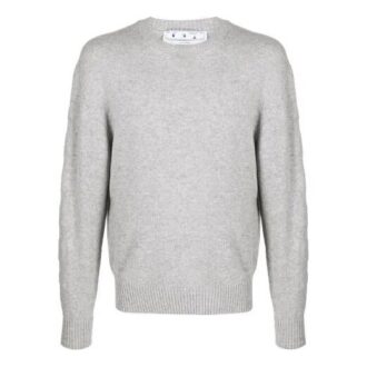 Pull en laine à col rond et manches longues Off-White pour homme, coupe ample, gris Pull en laine à col rond et manches longues Off-White pour homme, coupe ample, gris