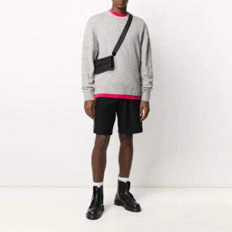 Pull en laine à col rond et manches longues Off-White pour homme, coupe ample, gris Pull en laine à col rond et manches longues Off-White pour homme, coupe ample, gris