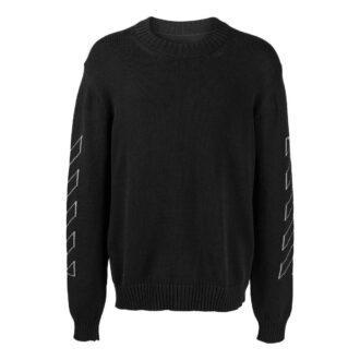 Pull en laine à col rond et manches longues Off-White pour homme SS22, imprimé Arrows, noir Pull en laine à col rond et manches longues Off-White pour homme SS22, imprimé Arrows, noir