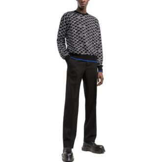Pull en laine à col rond et manches longues Off-White pour homme SS22 Logo Intarsia Knit, noir Pull en laine à col rond et manches longues Off-White pour homme SS22 Logo Intarsia Knit, noir