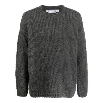 Pull en laine à côtes et motif assemblé Off-White pour homme FW22 Noir Pull en laine à côtes et motif assemblé Off-White pour homme FW22 Noir