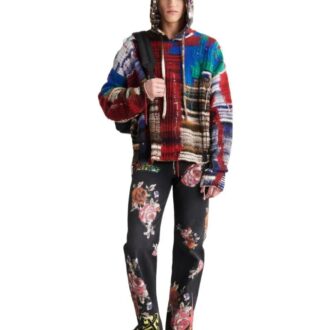 Pull en laine à manches longues et capuche Off-White pour homme, collection automne-hiver 2022, à blocs de couleur Pull en laine à manches longues et capuche Off-White pour homme, collection automne-hiver 2022, à blocs de couleur