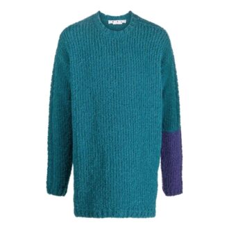 Pull en laine à manches longues et col rond Off-White pour homme, collection printemps-été 2022, couleurs contrastées, bleu Pull en laine à manches longues et col rond Off-White pour homme, collection printemps-été 2022, couleurs contrastées, bleu