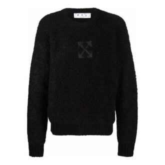 Pull en laine à manches longues Off-White pour homme FW21, motif Arrows et logo, noir Pull en laine à manches longues Off-White pour homme FW21, motif Arrows et logo, noir