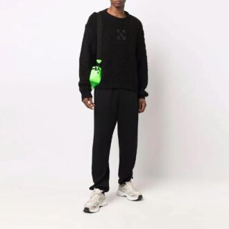 Pull en laine à manches longues Off-White pour homme FW21, motif Arrows et logo, noir Pull en laine à manches longues Off-White pour homme FW21, motif Arrows et logo, noir