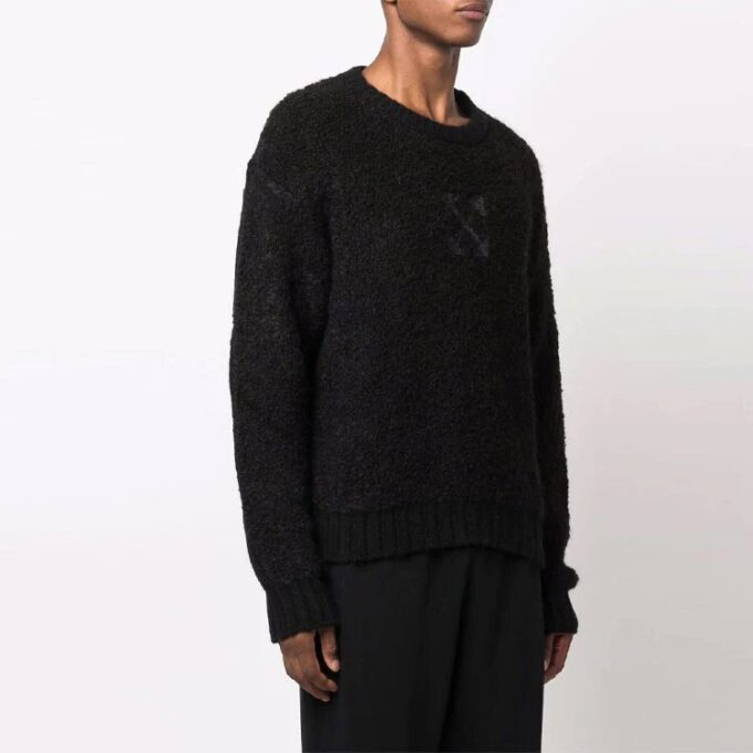 Pull en laine à manches longues Off-White pour homme FW21, motif Arrows et logo, noir