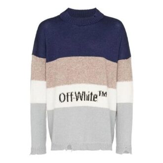 Pull en laine multicolore à col rond Pull en laine multicolore à col rond